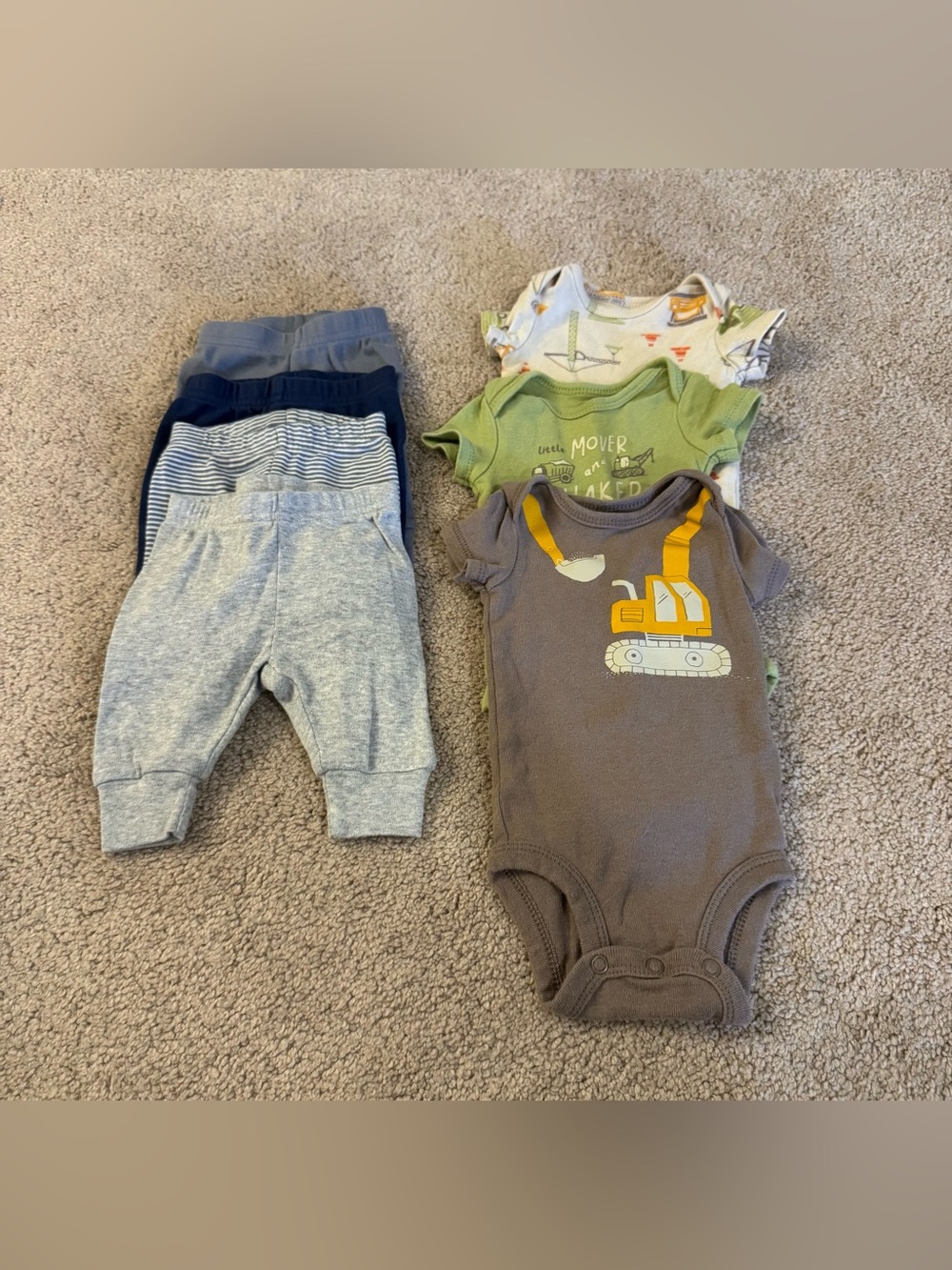 Construction-Themed Baby Bodysuit & Pants Lot of 7 Size Newborn